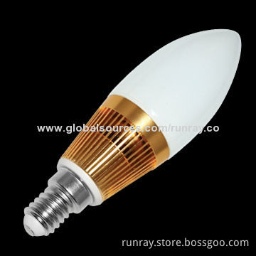 E14 LED Bulb, 3W, 85-265V AC, Gold Color Housing, CE, Bridgelux Chip/Epistar/EpiLEDs Chip